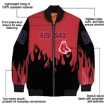 customized boston red sox flame border red black bomber jacket best selling