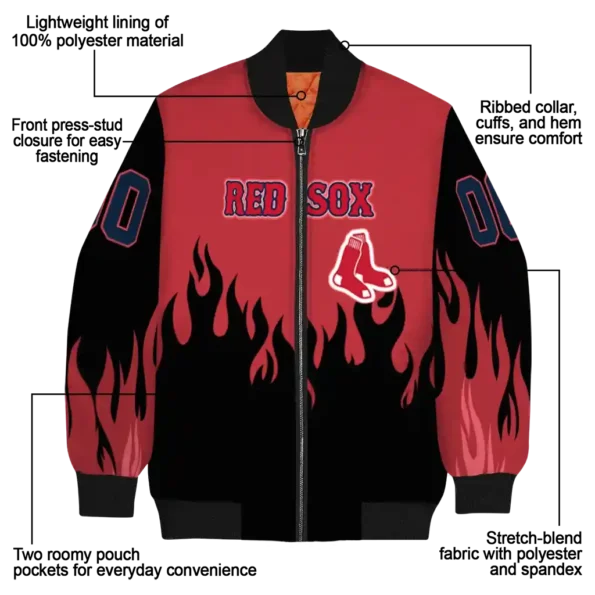 customized boston red sox flame border red black bomber jacket new arrival