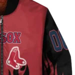 customized boston red sox flame border red black bomber jacket best selling