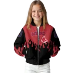 customized boston red sox flame border red black bomber jacket best selling