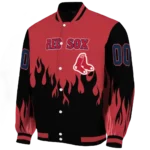 customized boston red sox flame border red black varsity jacket best selling
