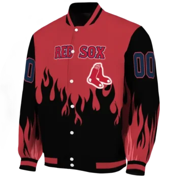 customized boston red sox flame border red black varsity jacket best selling