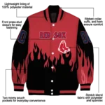 customized boston red sox flame border red black varsity jacket best selling