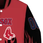 customized boston red sox flame border red black varsity jacket best selling