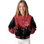 customized boston red sox flame border red black varsity jacket best selling