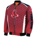 customized boston red sox hexagon grid red bomber jacket best selling