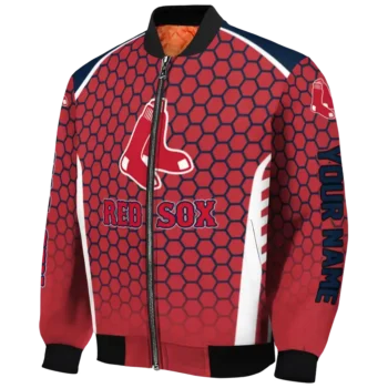 customized boston red sox hexagon grid red bomber jacket best selling