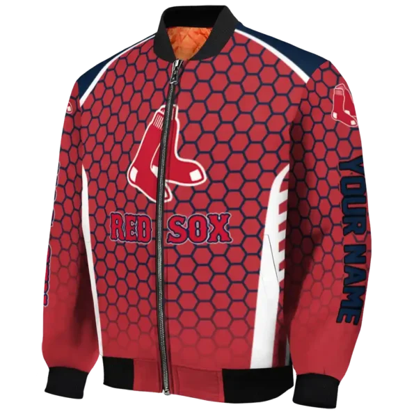 customized boston red sox hexagon grid red bomber jacket best selling