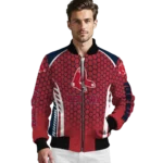 customized boston red sox hexagon grid red bomber jacket best selling