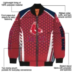 customized boston red sox hexagon grid red bomber jacket best selling