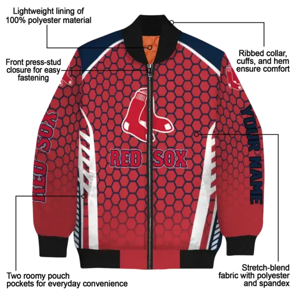 customized boston red sox hexagon grid red bomber jacket new arrival
