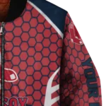 customized boston red sox hexagon grid red bomber jacket best selling