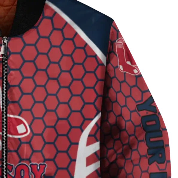 customized boston red sox hexagon grid red bomber jacket premium grade
