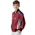 customized boston red sox hexagon grid red bomber jacket best selling