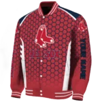 customized boston red sox hexagon grid red varsity jacket best selling
