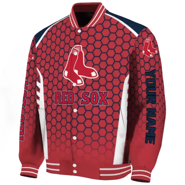 customized boston red sox hexagon grid red varsity jacket best selling