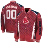 customized boston red sox hexagon grid red varsity jacket best selling