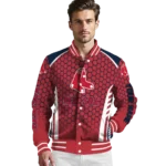 customized boston red sox hexagon grid red varsity jacket best selling