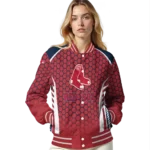 customized boston red sox hexagon grid red varsity jacket best selling