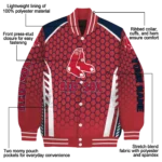 customized boston red sox hexagon grid red varsity jacket best selling