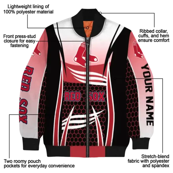 customized boston red sox mesh effect red black bomber jacket new arrival