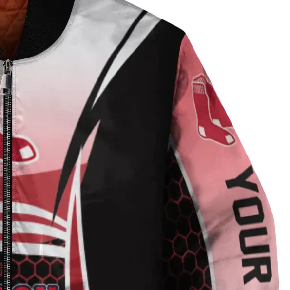 customized boston red sox mesh effect red black bomber jacket premium grade
