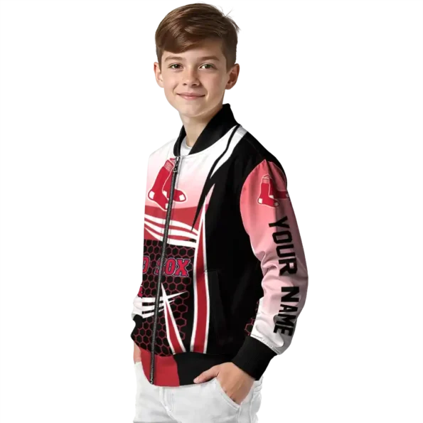 customized boston red sox mesh effect red black bomber jacket trendy