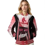 customized boston red sox mesh effect red black varsity jacket best selling