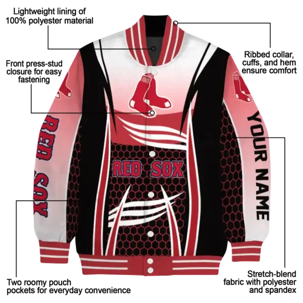 customized boston red sox mesh effect red black varsity jacket new arrival