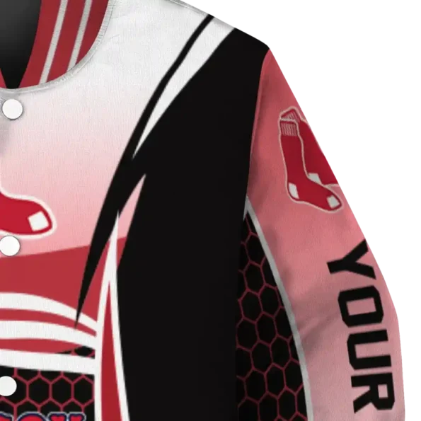 customized boston red sox mesh effect red black varsity jacket premium grade