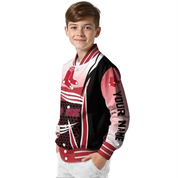 customized boston red sox mesh effect red black varsity jacket trendy