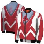 customized boston red sox v stripes red white bomber jacket best selling
