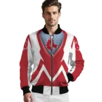 customized boston red sox v stripes red white bomber jacket best selling