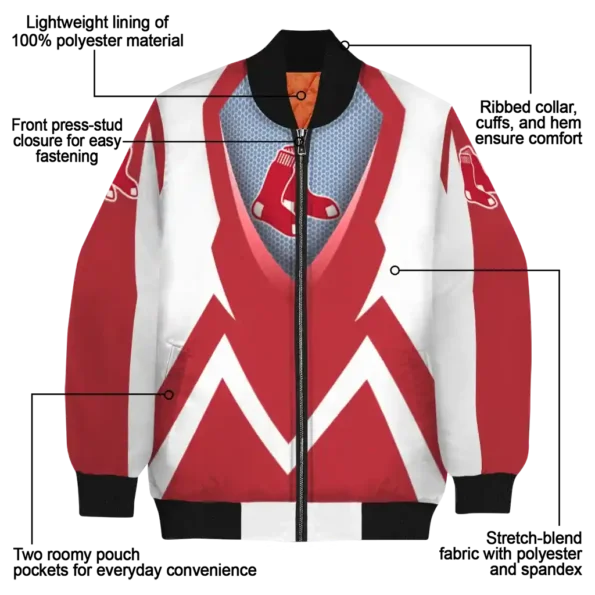customized boston red sox v stripes red white bomber jacket new arrival