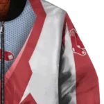 customized boston red sox v stripes red white bomber jacket best selling