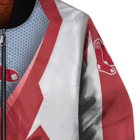 customized boston red sox v stripes red white bomber jacket premium grade