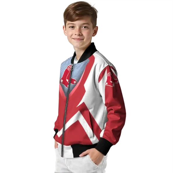 customized boston red sox v stripes red white bomber jacket trendy