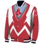 customized boston red sox v stripes red white varsity jacket best selling