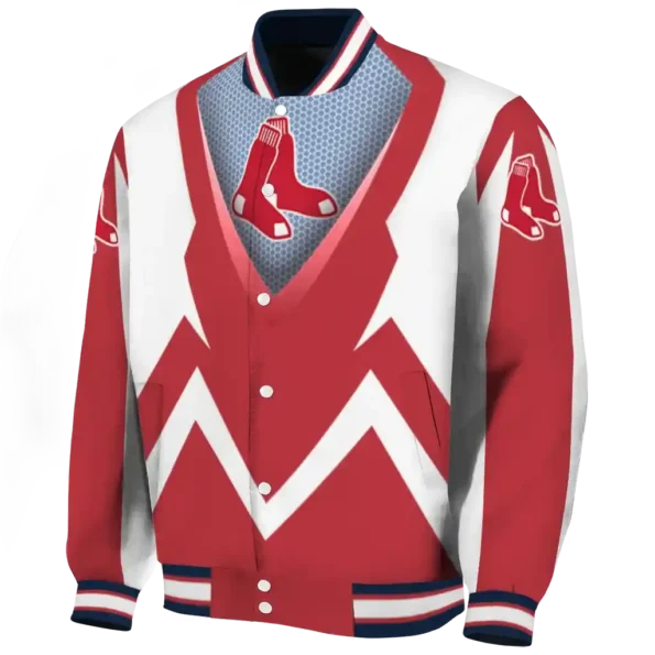 customized boston red sox v stripes red white varsity jacket best selling