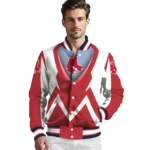 customized boston red sox v stripes red white varsity jacket best selling