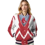 customized boston red sox v stripes red white varsity jacket best selling