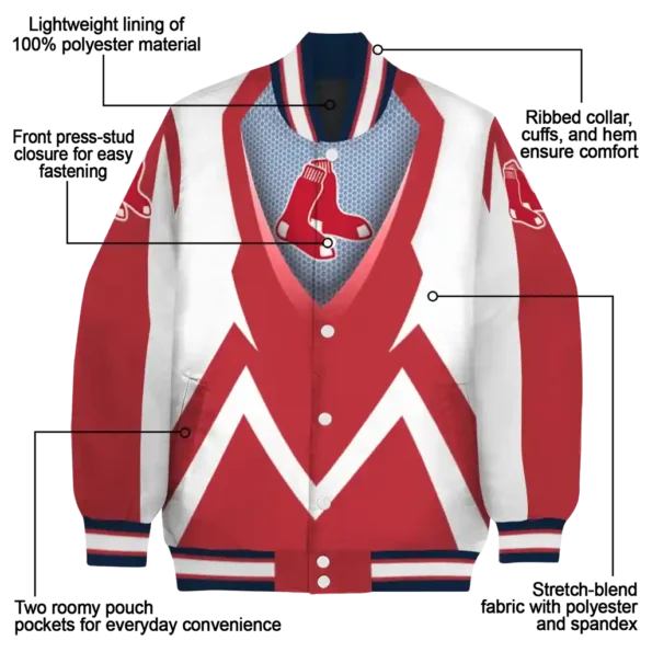 customized boston red sox v stripes red white varsity jacket new arrival
