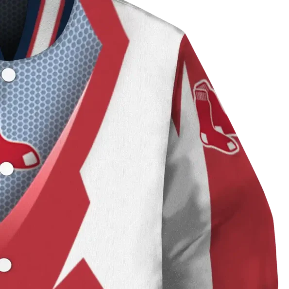 customized boston red sox v stripes red white varsity jacket premium grade