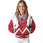 customized boston red sox v stripes red white varsity jacket best selling
