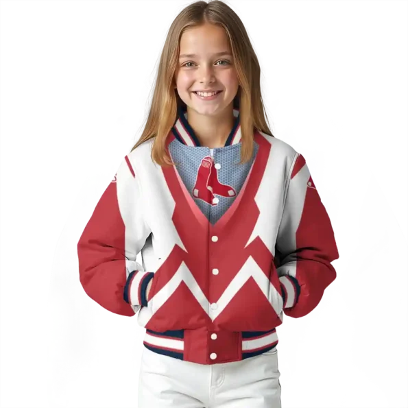 customized boston red sox v stripes red white varsity jacket top rated