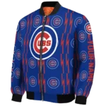 customized chicago cubs bolt stripe blue bomber jacket best selling