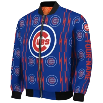 customized chicago cubs bolt stripe blue bomber jacket best selling