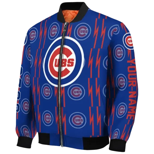 customized chicago cubs bolt stripe blue bomber jacket best selling