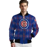 customized chicago cubs bolt stripe blue bomber jacket best selling