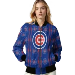 customized chicago cubs bolt stripe blue bomber jacket best selling